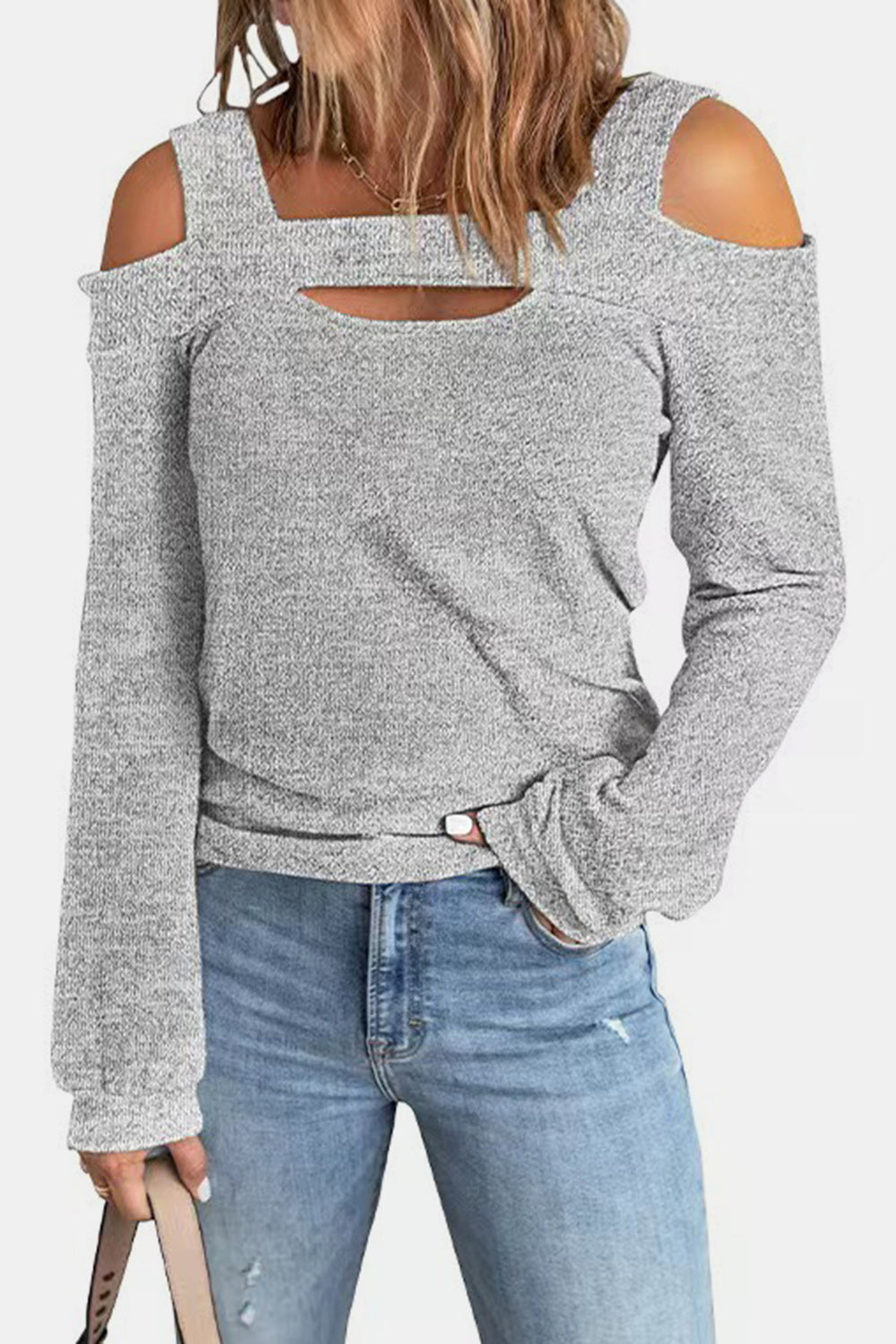 Full Size Cutout Cold Shoulder Blouse - Be Bliss Boutique