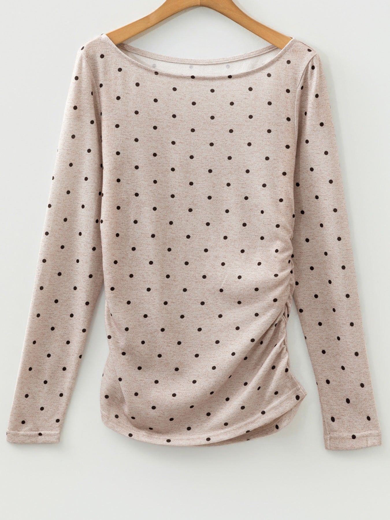Polka Dot Boat Neck Knit Long Sleeve Shirt - Be Bliss Boutique