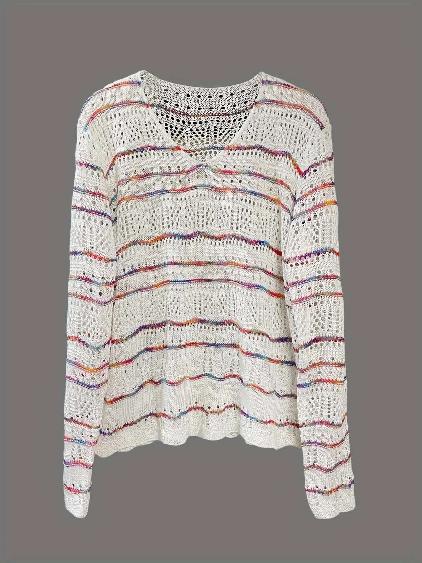 Openwork Long Sleeve Knit Top - Be Bliss Boutique