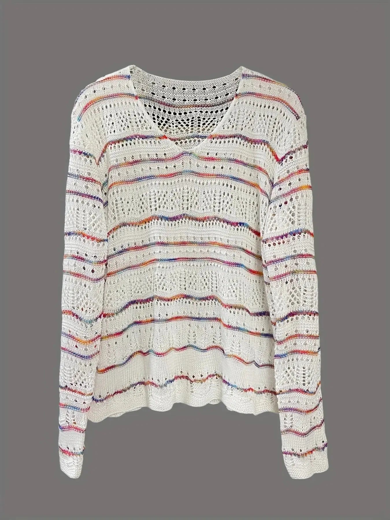 Openwork Long Sleeve Knit Top - Be Bliss Boutique