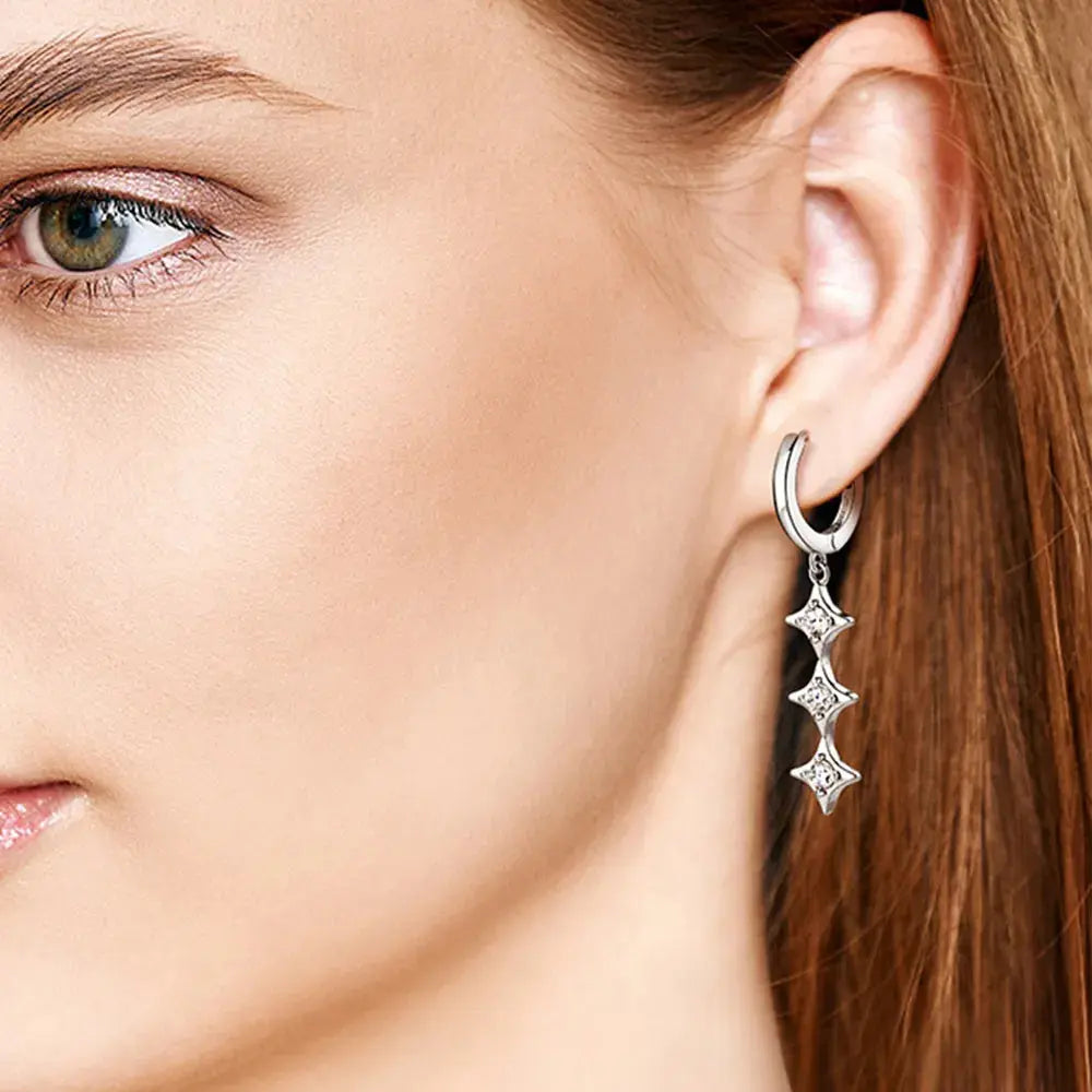 925 Sterling Silver Geometric Shape Moissanite Drop Earrings - Be Bliss Boutique