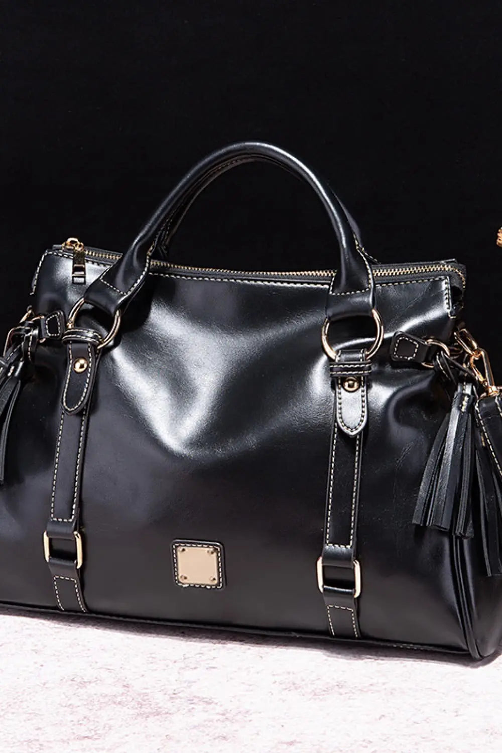 PU Leather Handbag with Tassels - Be Bliss Boutique