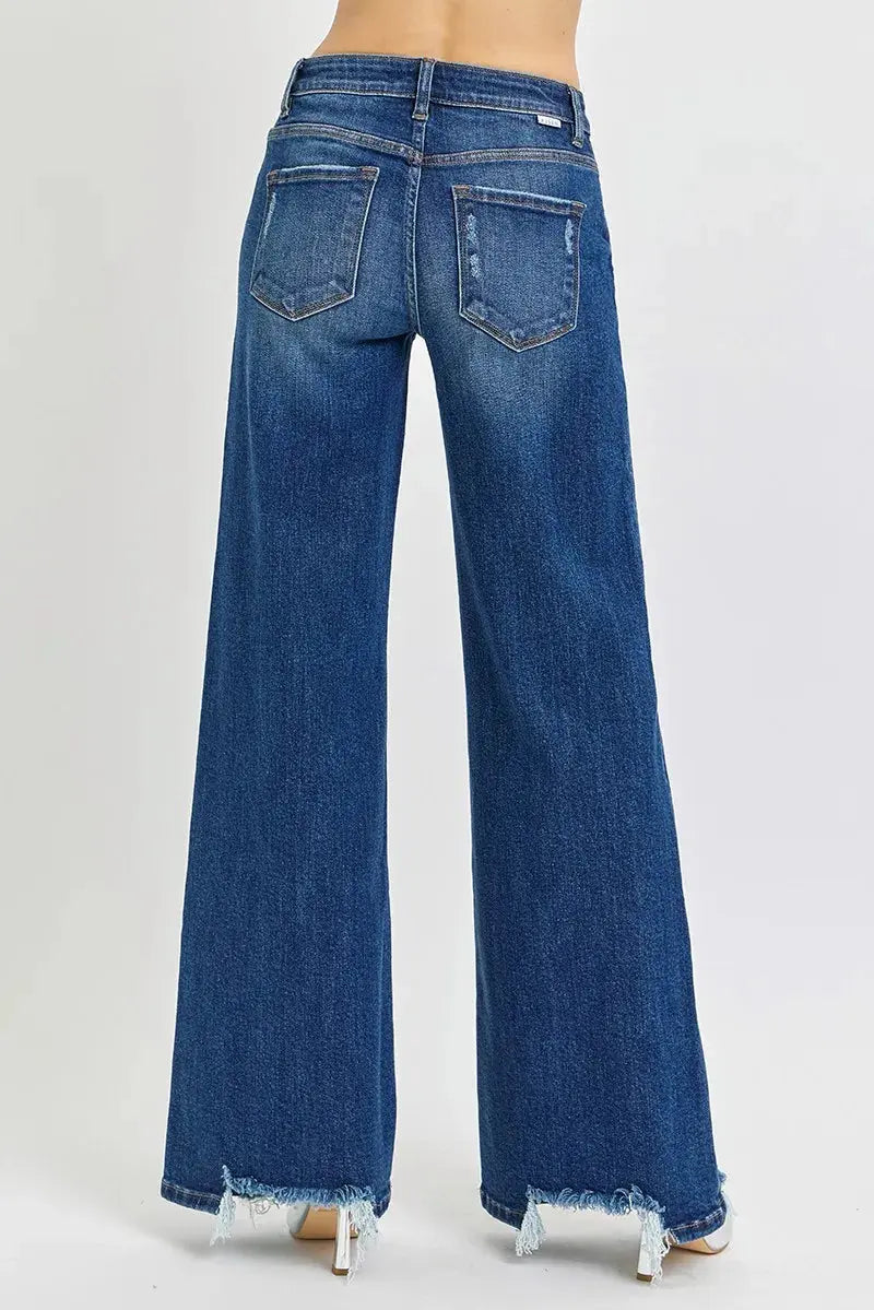 Mid Rise Wide Leg Denim RISEN Jeans in Full & Plus Sizes - Be Bliss Boutique