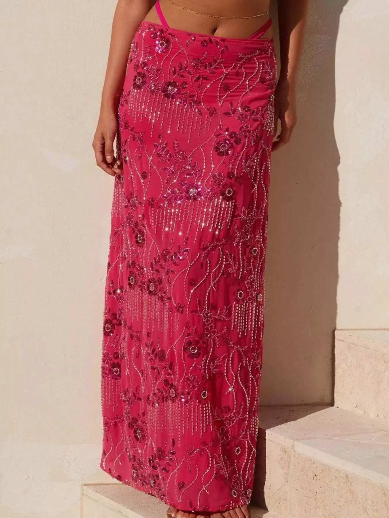 Embroidered Sequin Maxi Skirt - Be Bliss Boutique