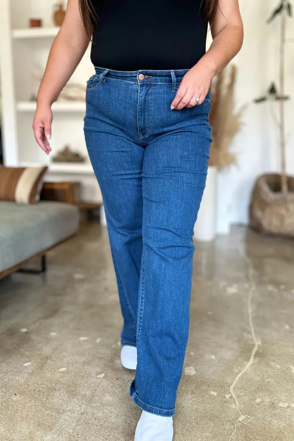 Full Size High Rise Straight Leg Judy Blue Jeans - Be Bliss Boutique