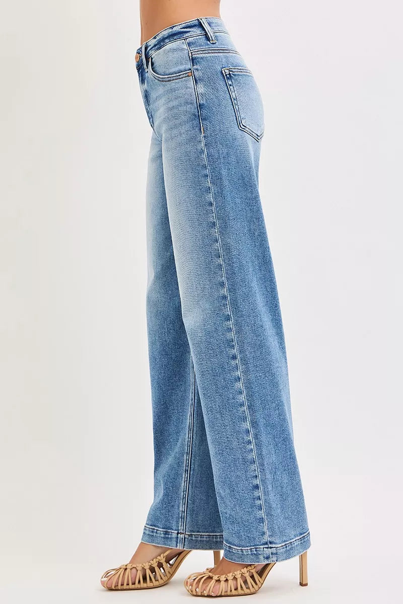 RISEN High Rise Wide Baggy Jeans - Be Bliss Boutique