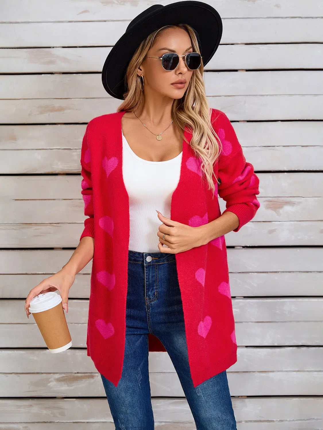 Angel Wings Heart Open Front Long Sleeve Cardigan - Be Bliss Boutique