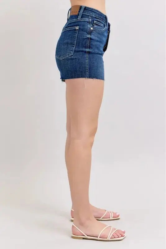 Judy Blue Jeans - Full Size High Waist Criss-Cross Waistband Denim Shorts - Be Bliss Boutique