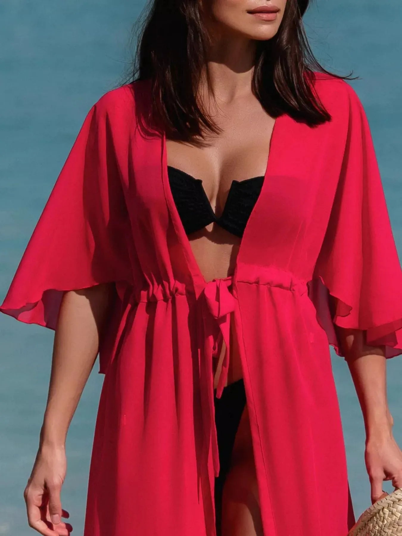 Solid Color Flutter Sleeve Cover Up - Be Bliss Boutique