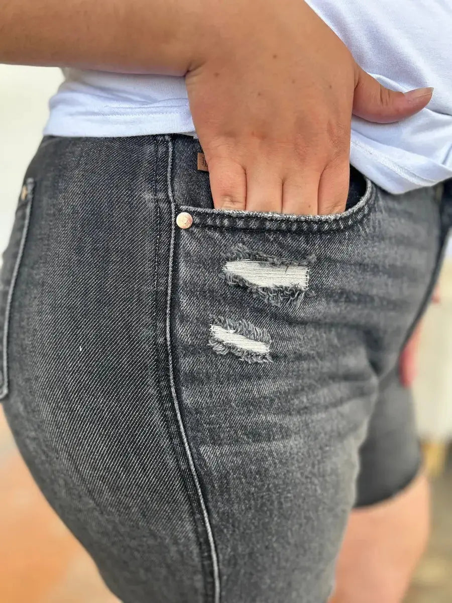 Judy Blue Jeans - Full Size High Waist Rigid Magic Denim Shorts - Be Bliss Boutique