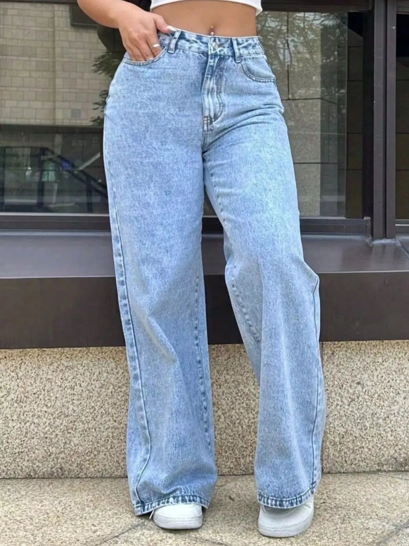 Washed Wide Leg Jeans - Be Bliss Boutique