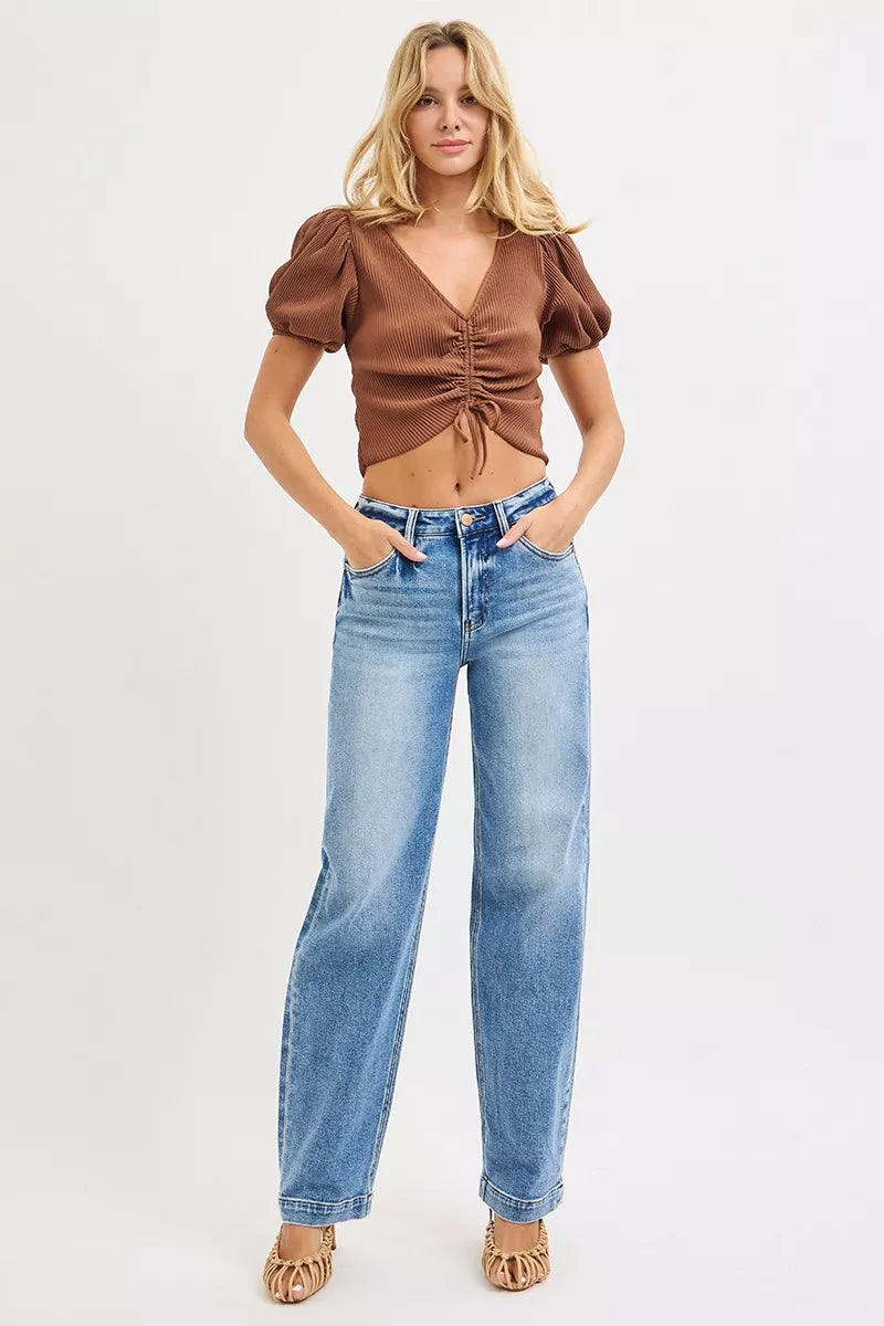 RISEN High Rise Wide Baggy Jeans - Be Bliss Boutique