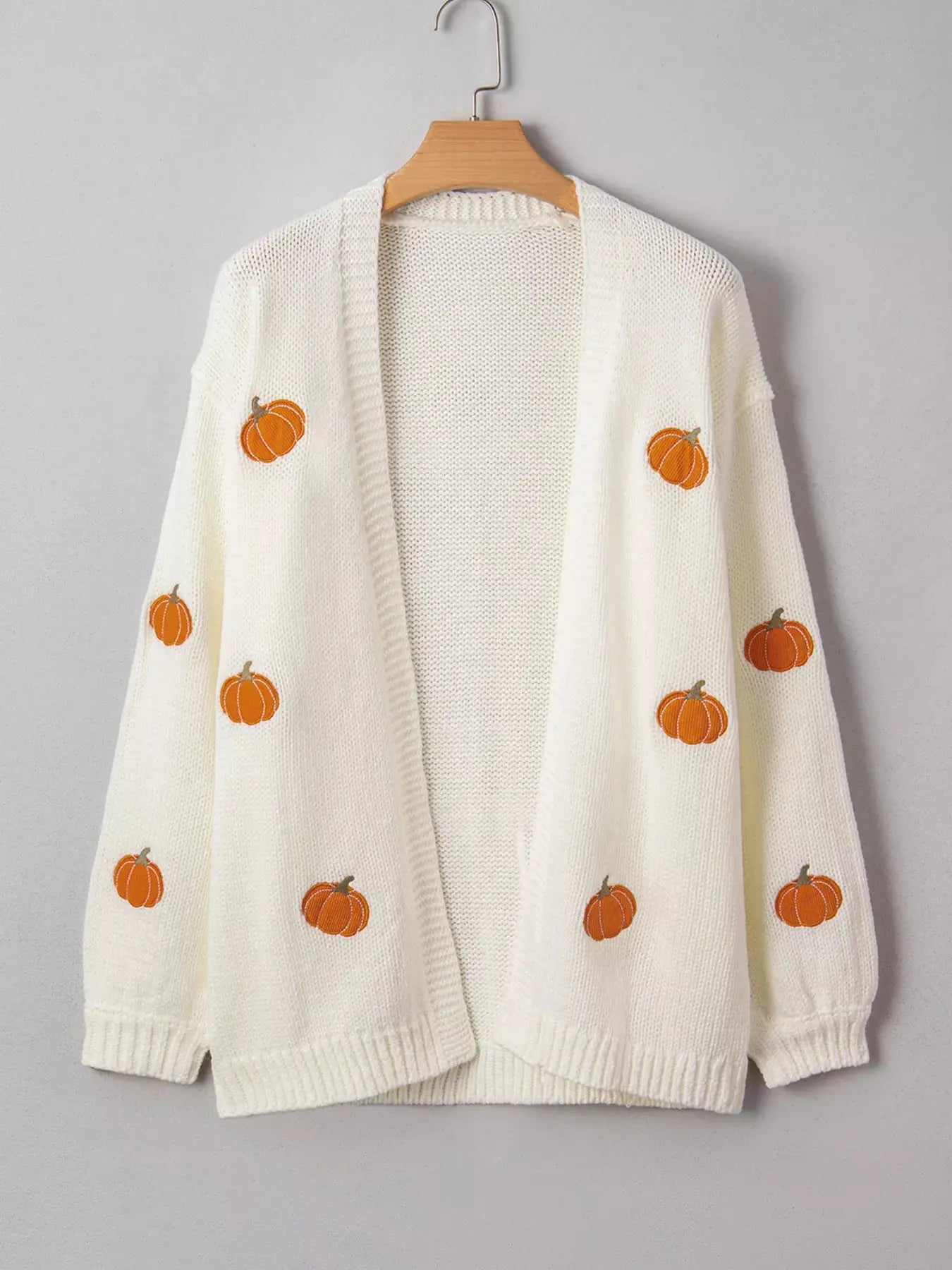 Halloween Pumpkin Embroidered Knit Cardigan - Be Bliss Boutique