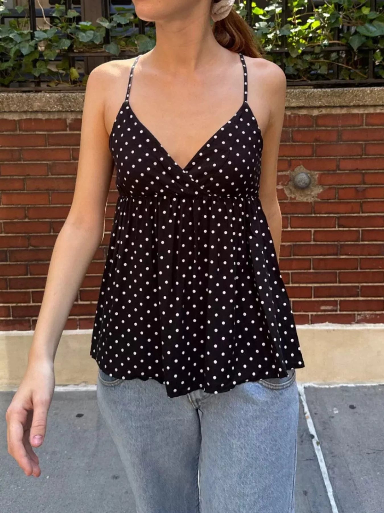 Polka Dot Flowy V Neck Cami Top - Be Bliss Boutique