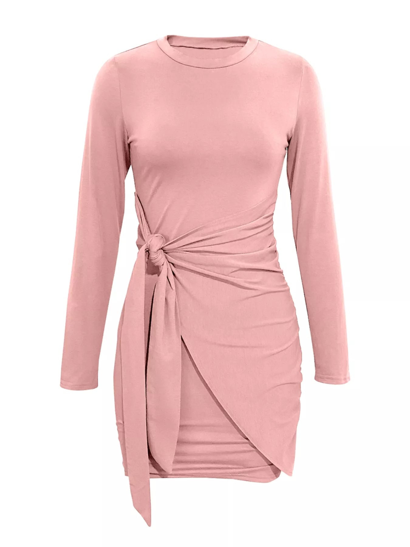 Round Neck Long Sleeve Bodycon Dress - Be Bliss Boutique