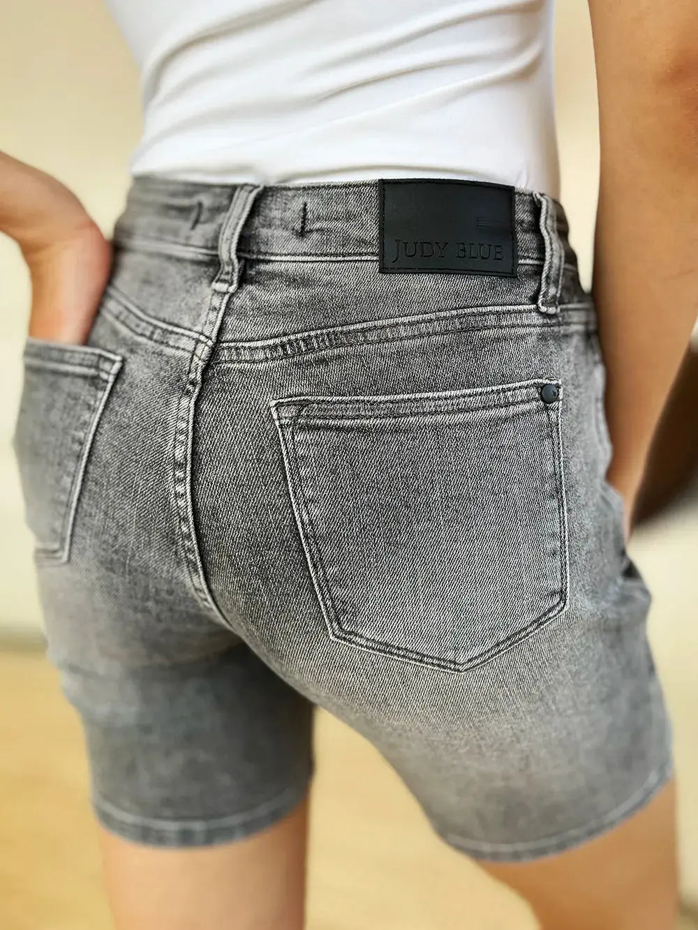 Full Size High Waist Washed Denim Shorts by Judy Blue Jeans - Be Bliss Boutique