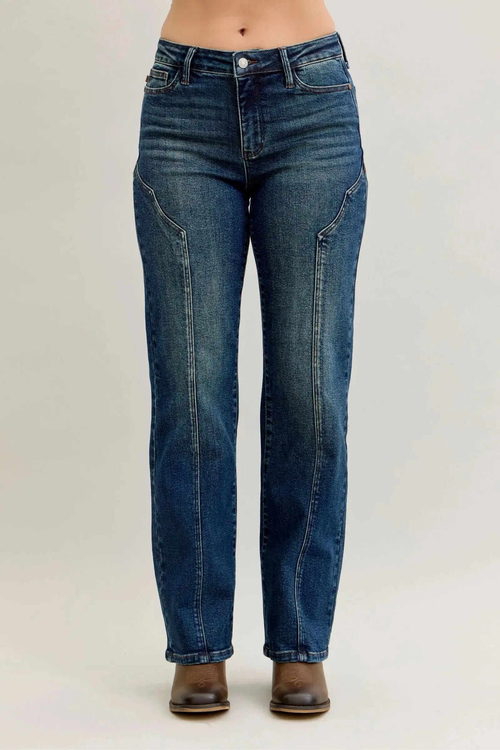 Plus Size Seam Detailed Straight Leg Judy Blue Jeans - Be Bliss Boutique