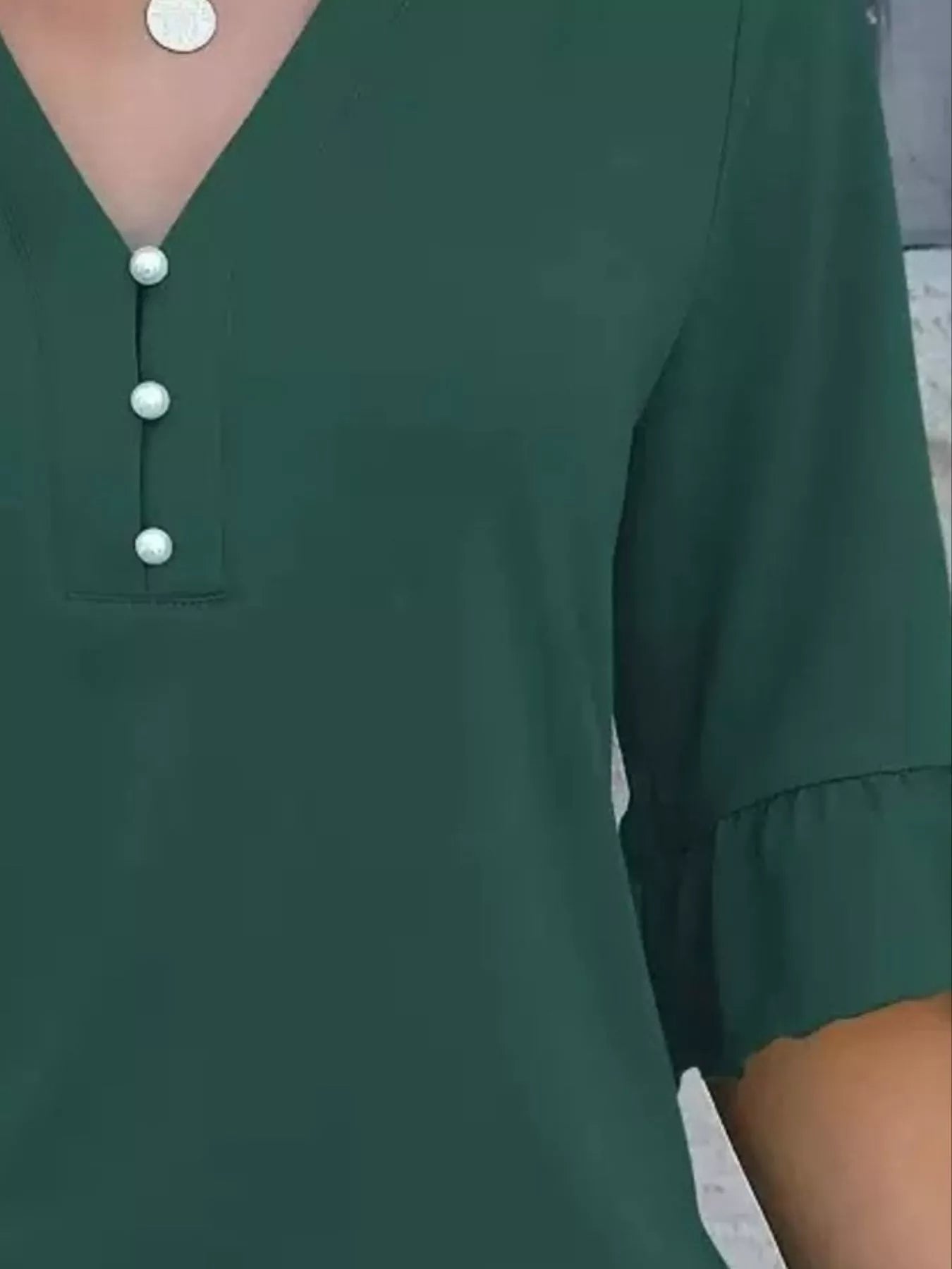 Full Size Notched Flounce Sleeve Blouse Plus Size - Be Bliss Boutique