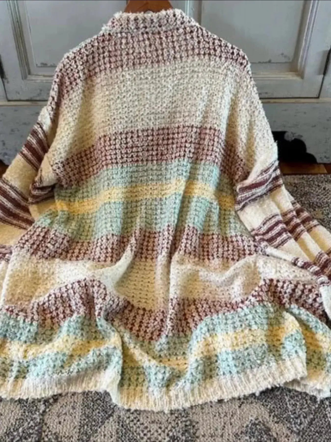 Striped Open Front Longline Cardigan - Be Bliss Boutique