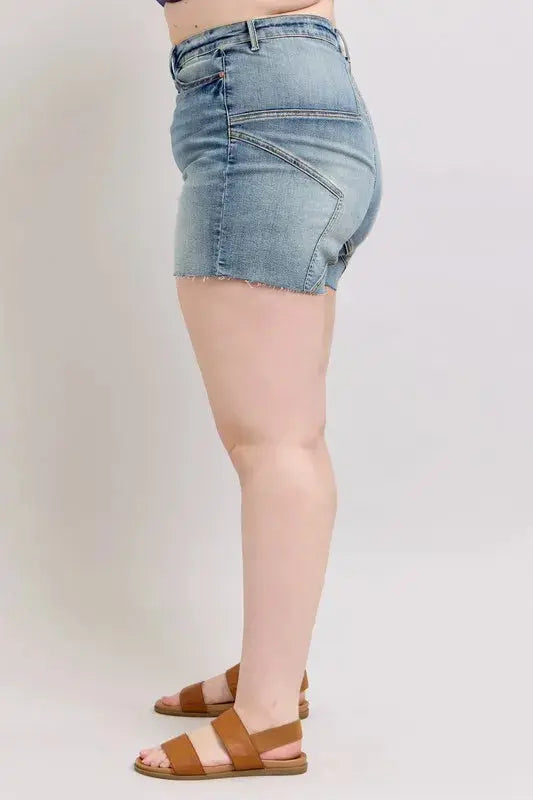 Judy Blue Jeans - Plus Size High Waist Star Seam Detail Denim Shorts - Be Bliss Boutique