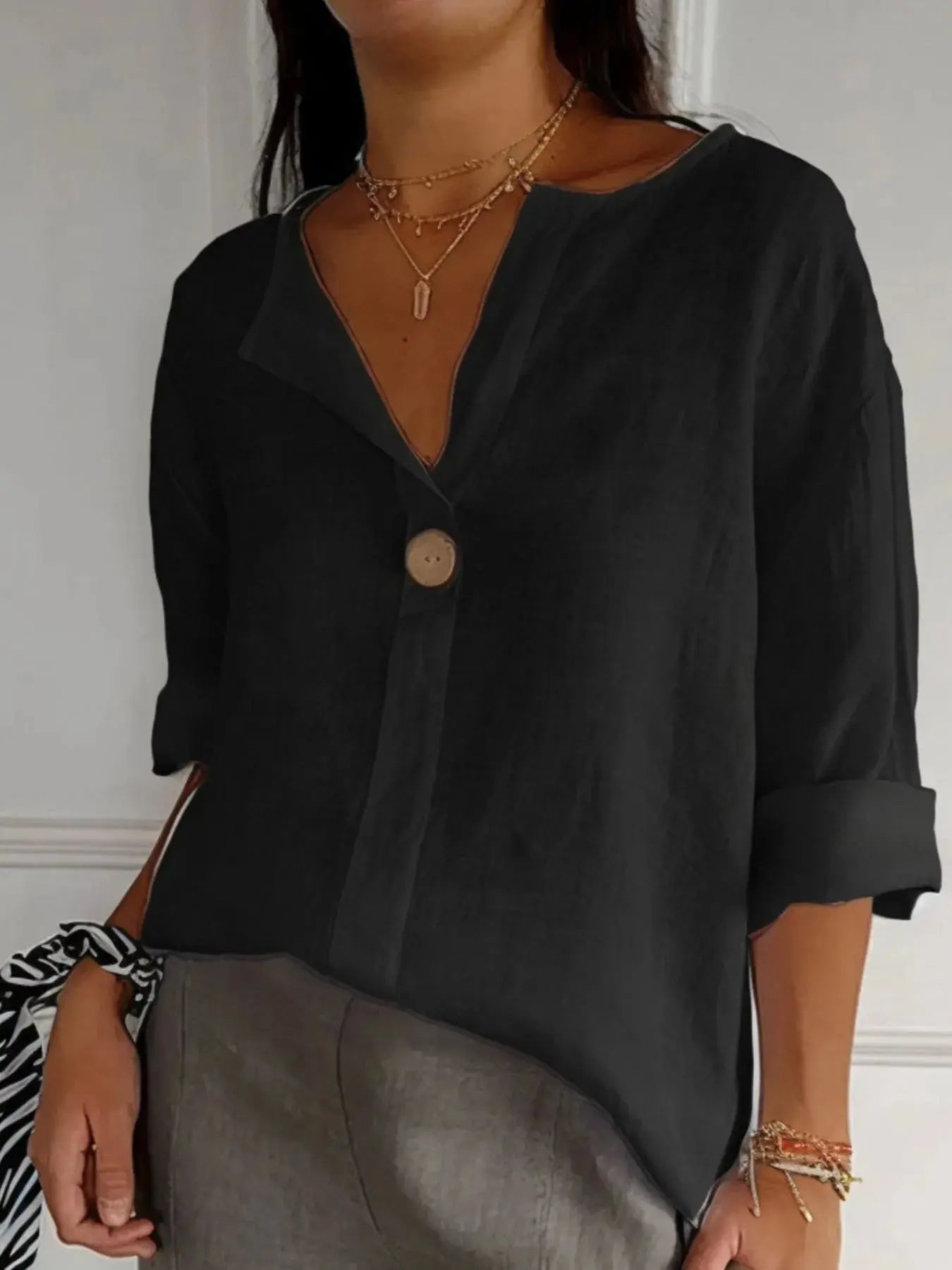 Breezy Button-Front Relaxed Linen Blouse - Be Bliss Boutique