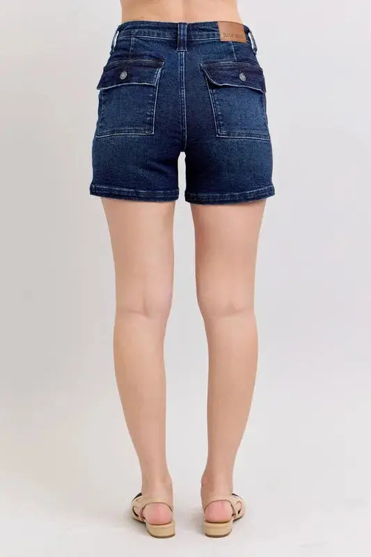 Judy Blue Jeans - Plus Size High Waist Back Flap Pocket Denim Shorts - Be Bliss Boutique
