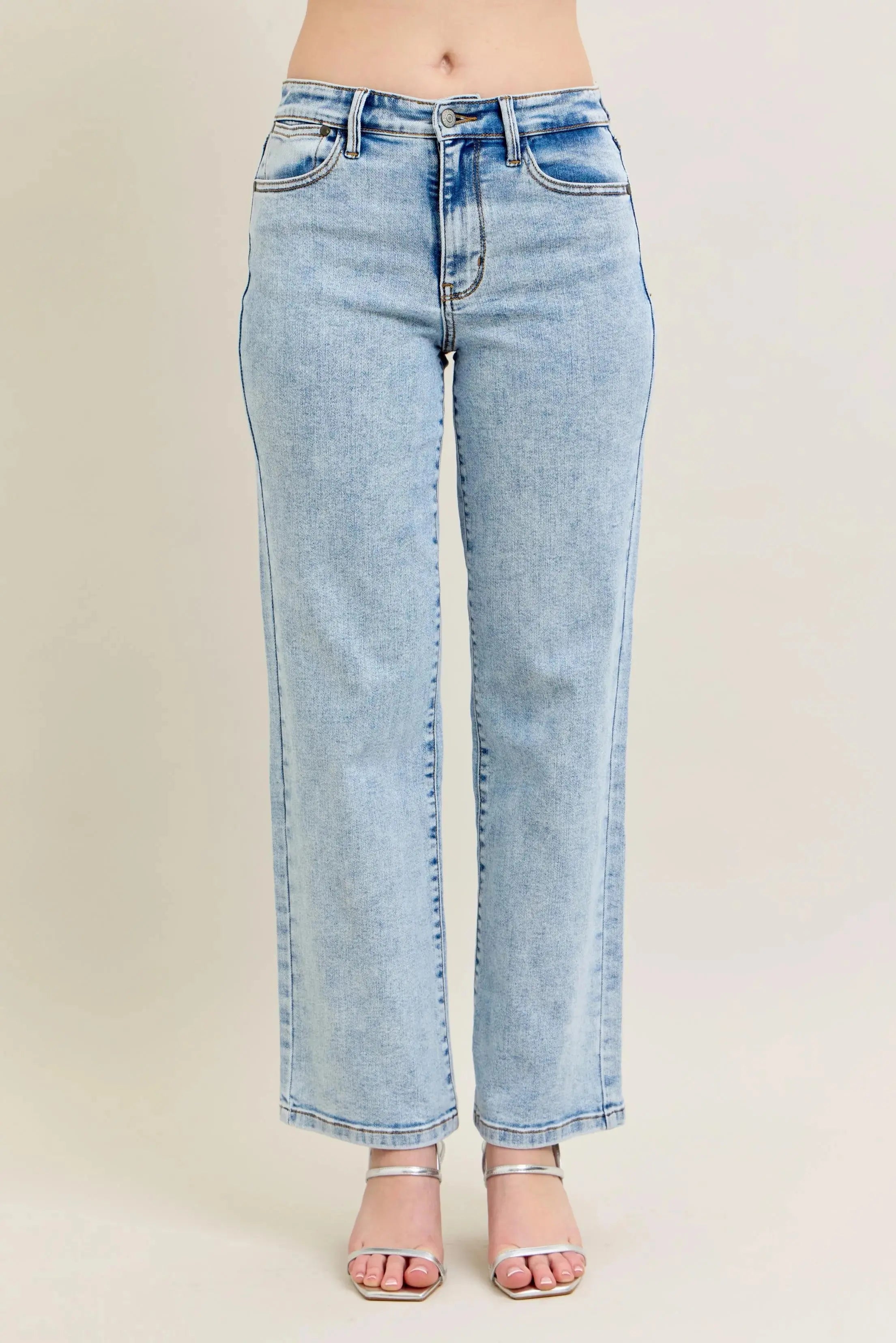High Waist Stone Wash Straight Leg Judy Blue Jeans – Full & Plus Size - Be Bliss Boutique