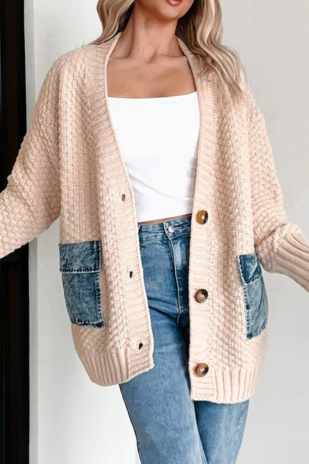 Textured Open Front Knit Cardigan - Be Bliss Boutique