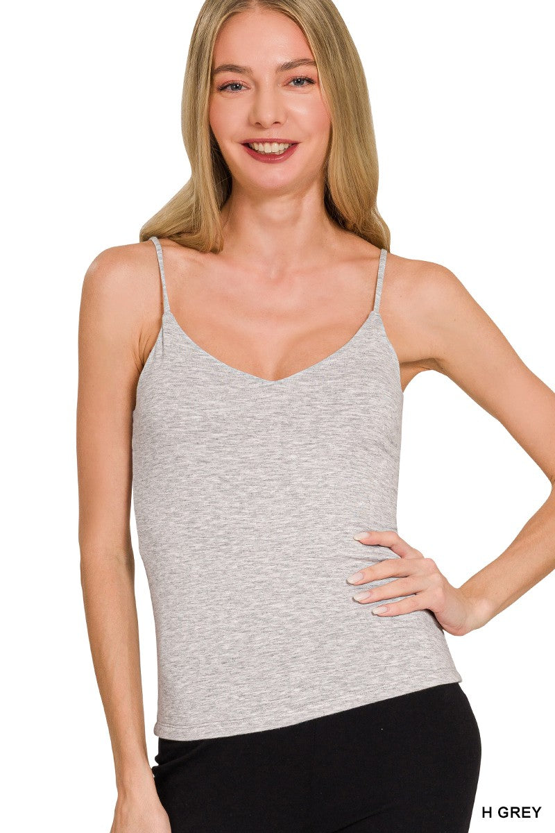 Zenana Double Layered V Neck Spaghetti Cami Tank Top - Be Bliss Boutique