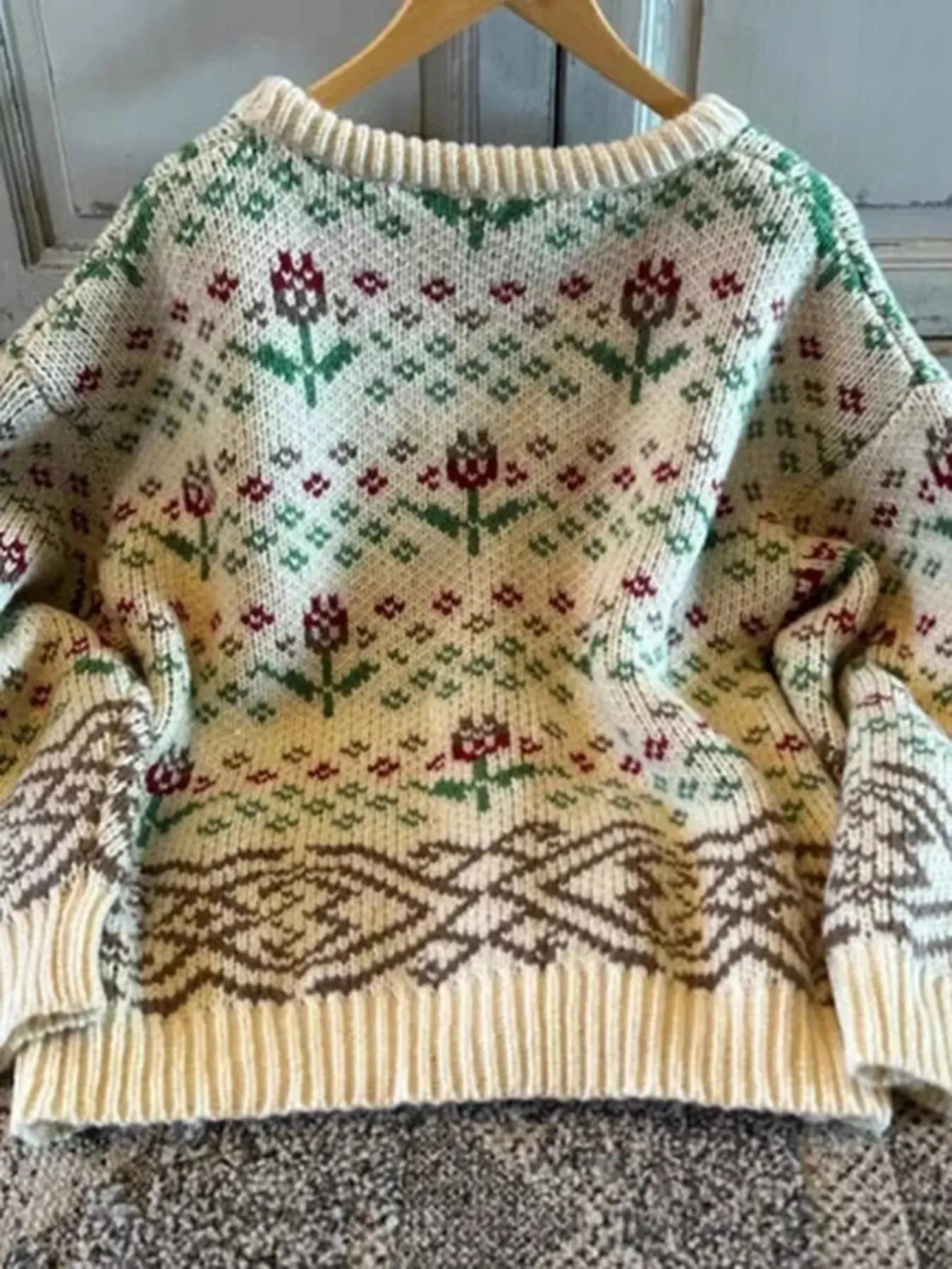 Cozy Vintage Floral Knit Button Up Cardigan - Be Bliss Boutique