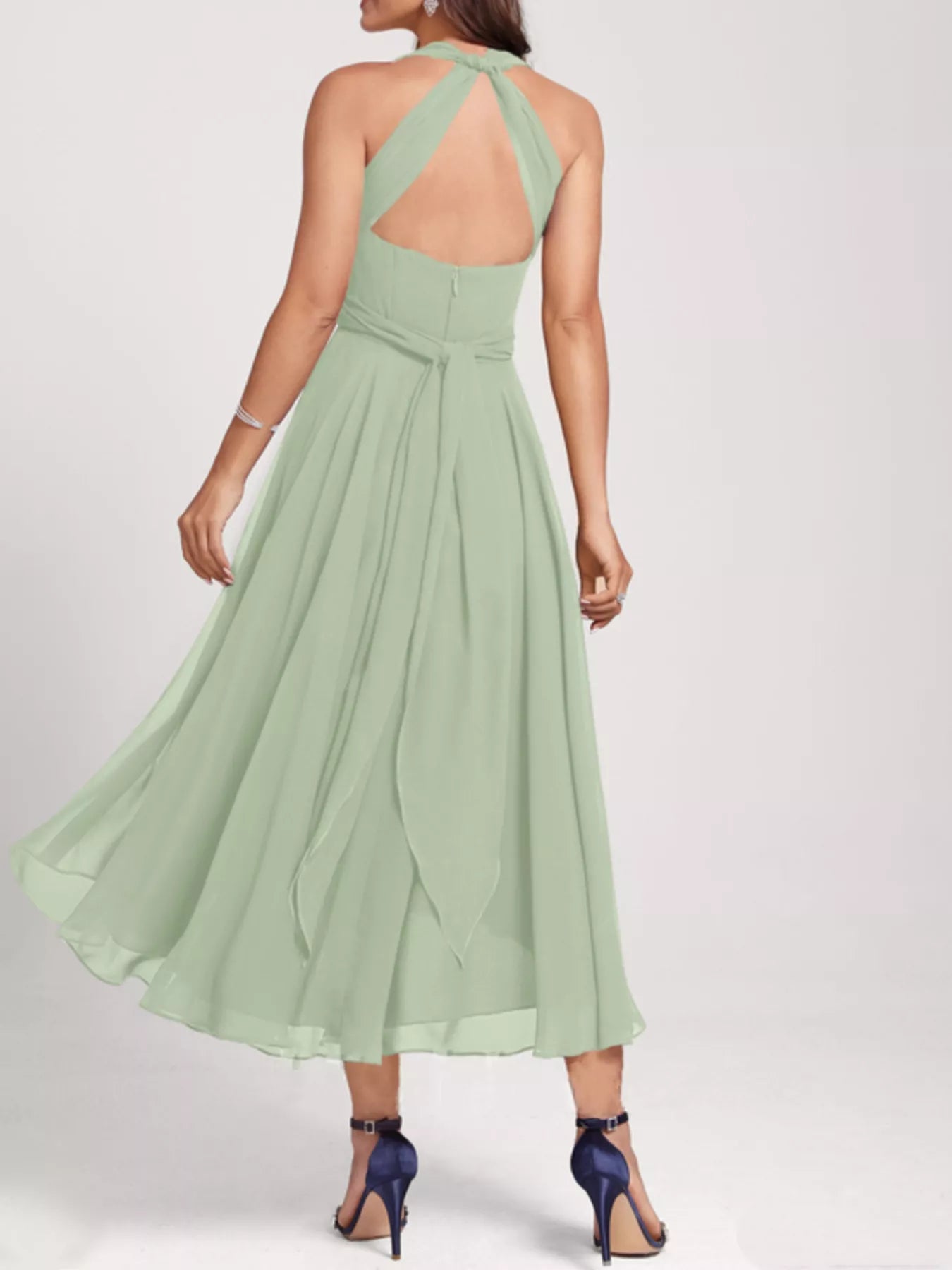 Ruched Crisscross A Line Midi Dress - Be Bliss Boutique