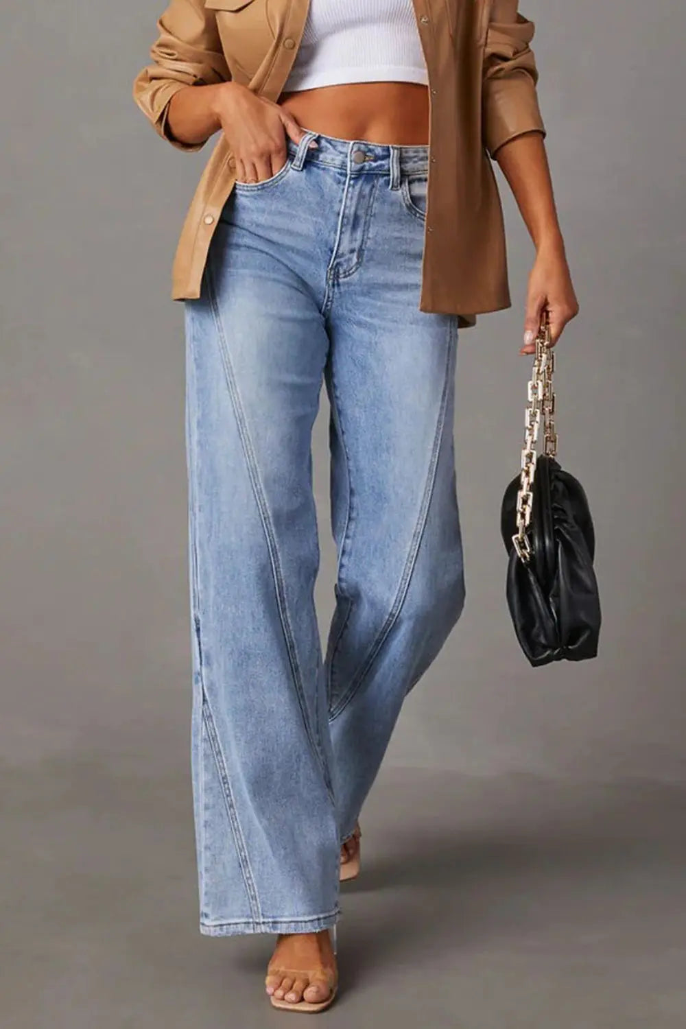 High Waist Straight Jeans with Pockets - Be Bliss Boutique