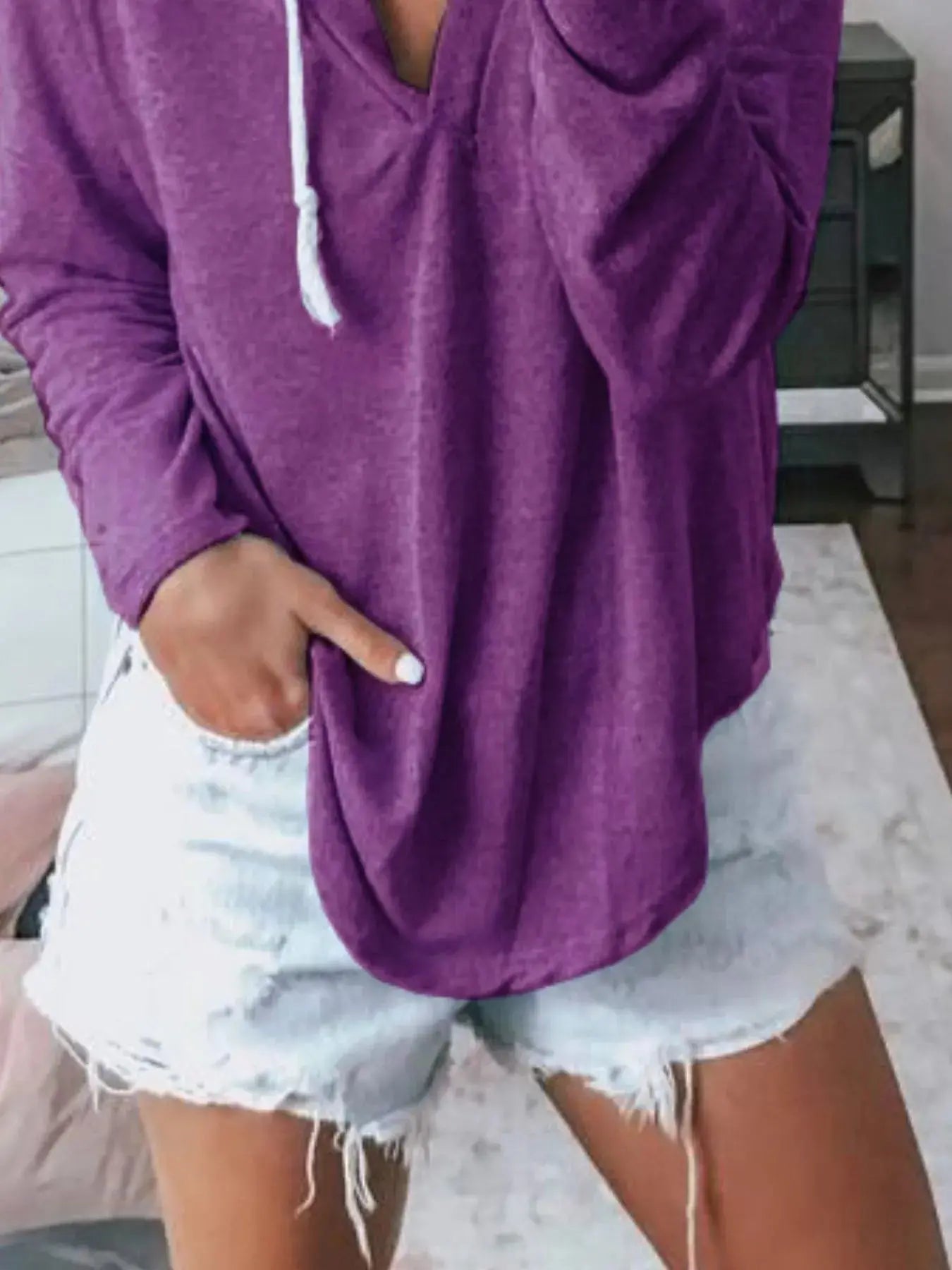 Plus Size Drawstring Long Sleeve Hoodie - Be Bliss Boutique
