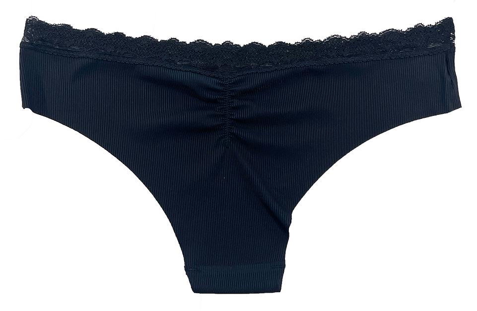 Laser Cut Rib Cheeky with Lace Waist, XS-2X - Be Bliss Boutique