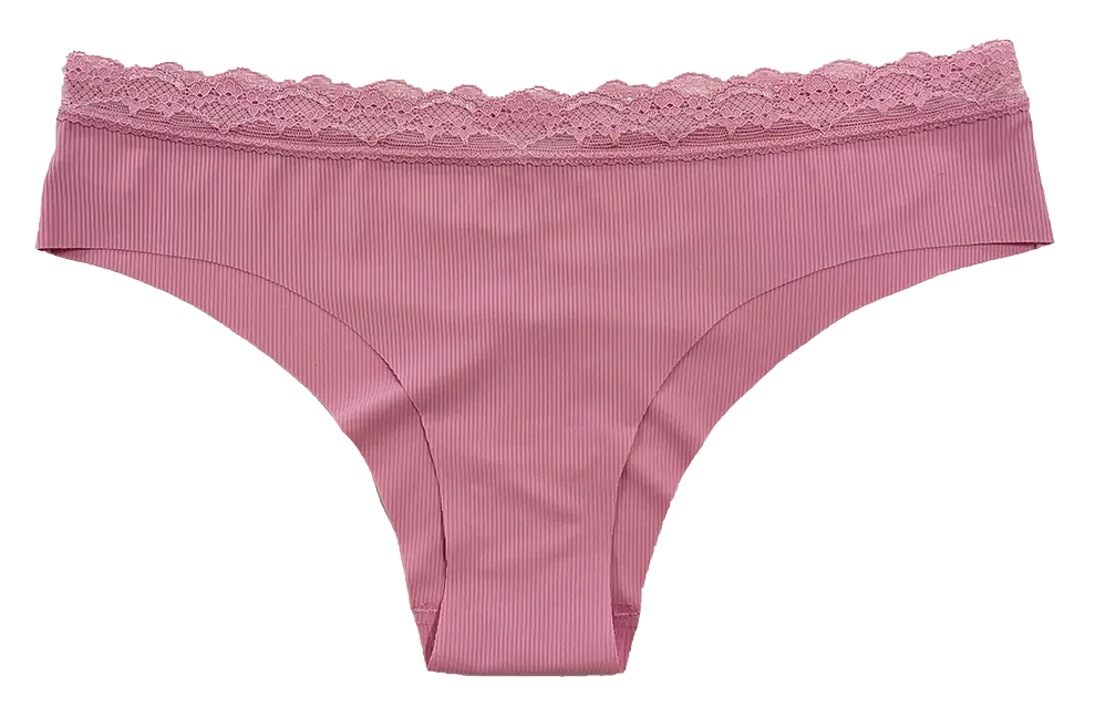 Laser Cut Rib Cheeky with Lace Waist, XS-2X - Be Bliss Boutique