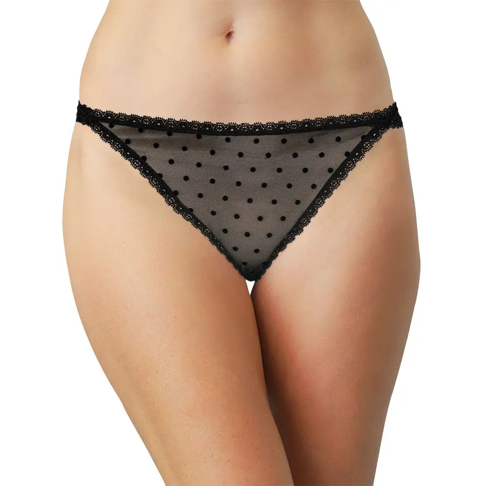 Flocked Polka Dot Mesh Cheeky with Lace Details - Be Bliss Boutique