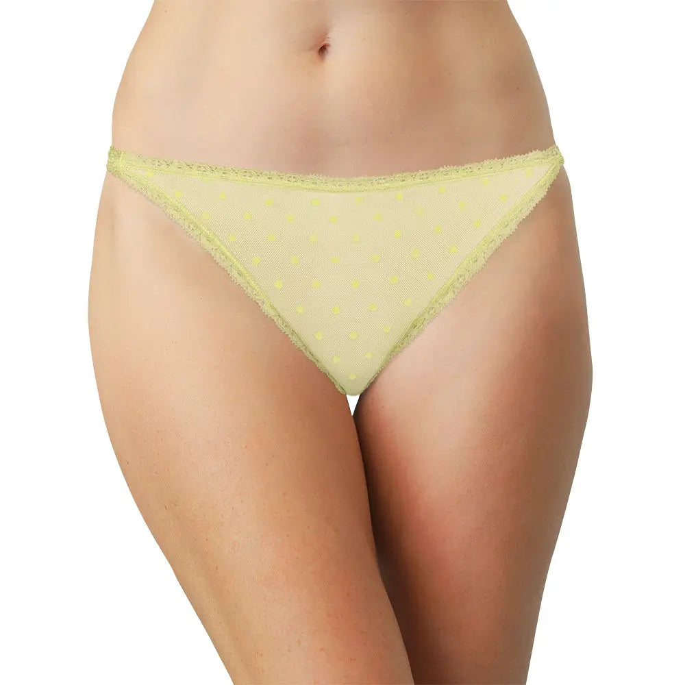 Flocked Polka Dot Mesh Cheeky with Lace Details - Be Bliss Boutique