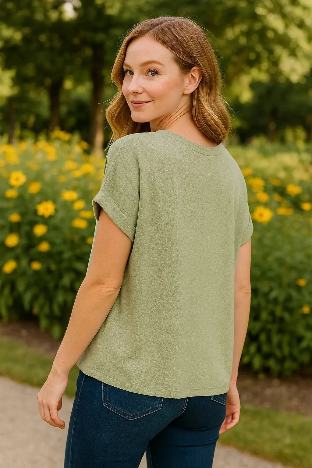 Zenana Soft Melange Hacci V-Neck Relaxed Fit Tee - Be Bliss Boutique