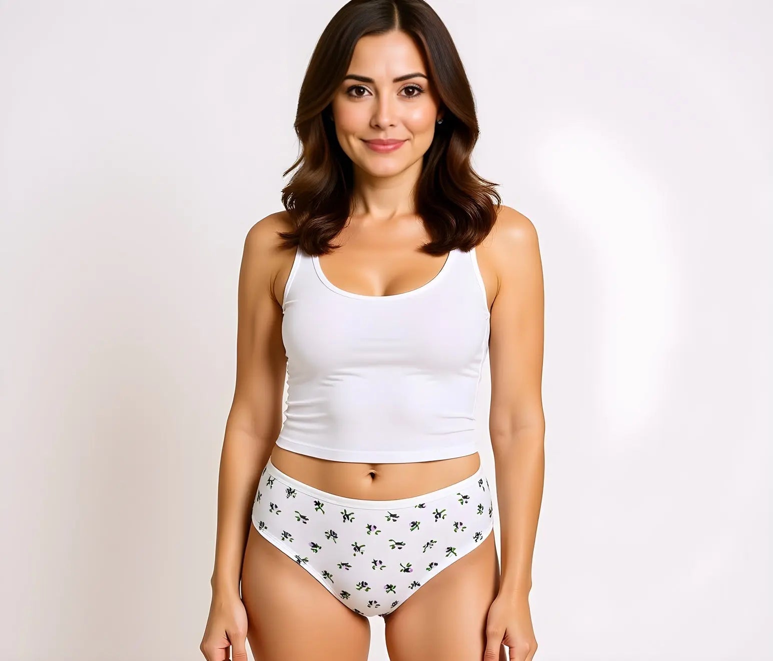 Printed Cotton High Waist Bikini with Picot Trim - Be Bliss Boutique