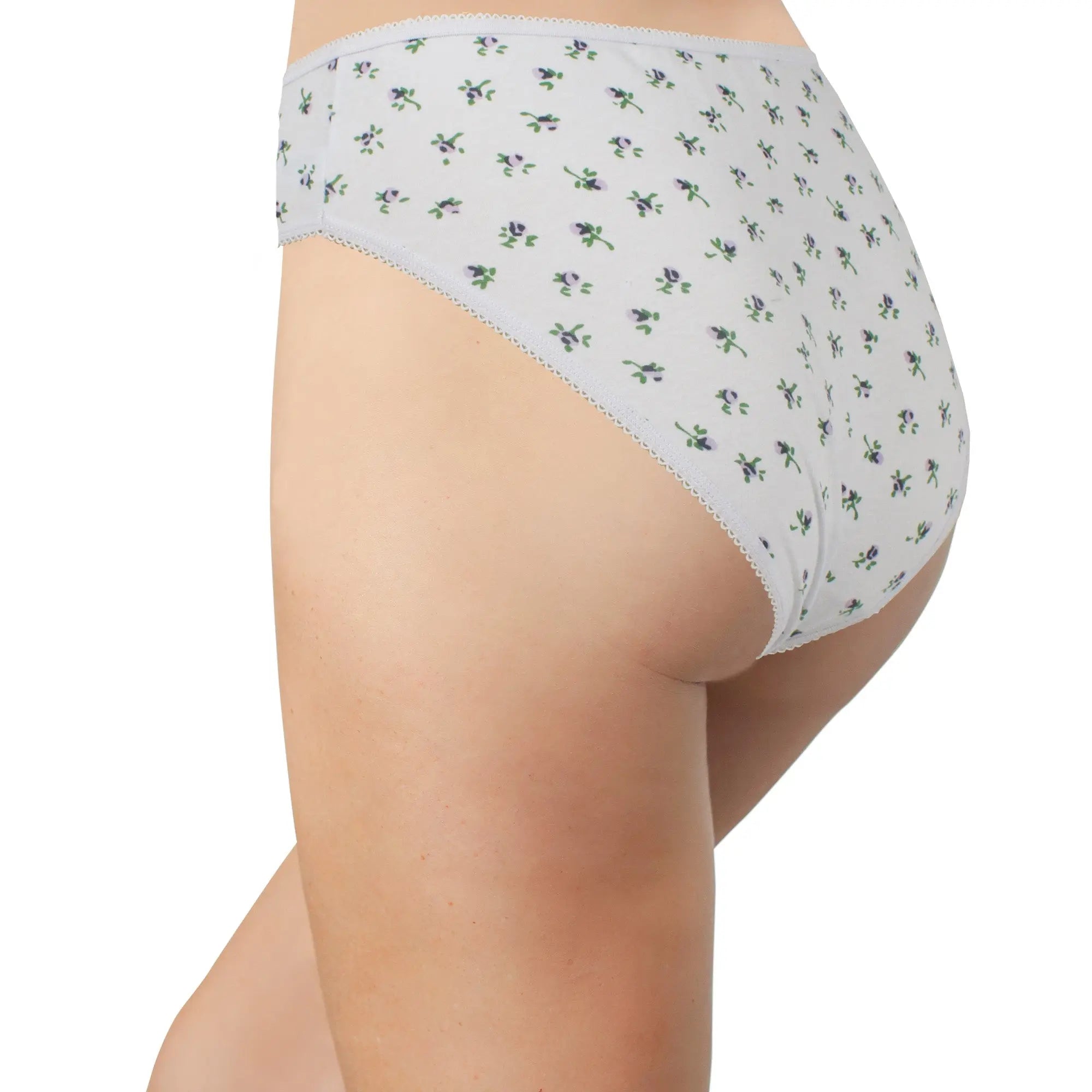 Printed Cotton High Waist Bikini with Picot Trim - Be Bliss Boutique