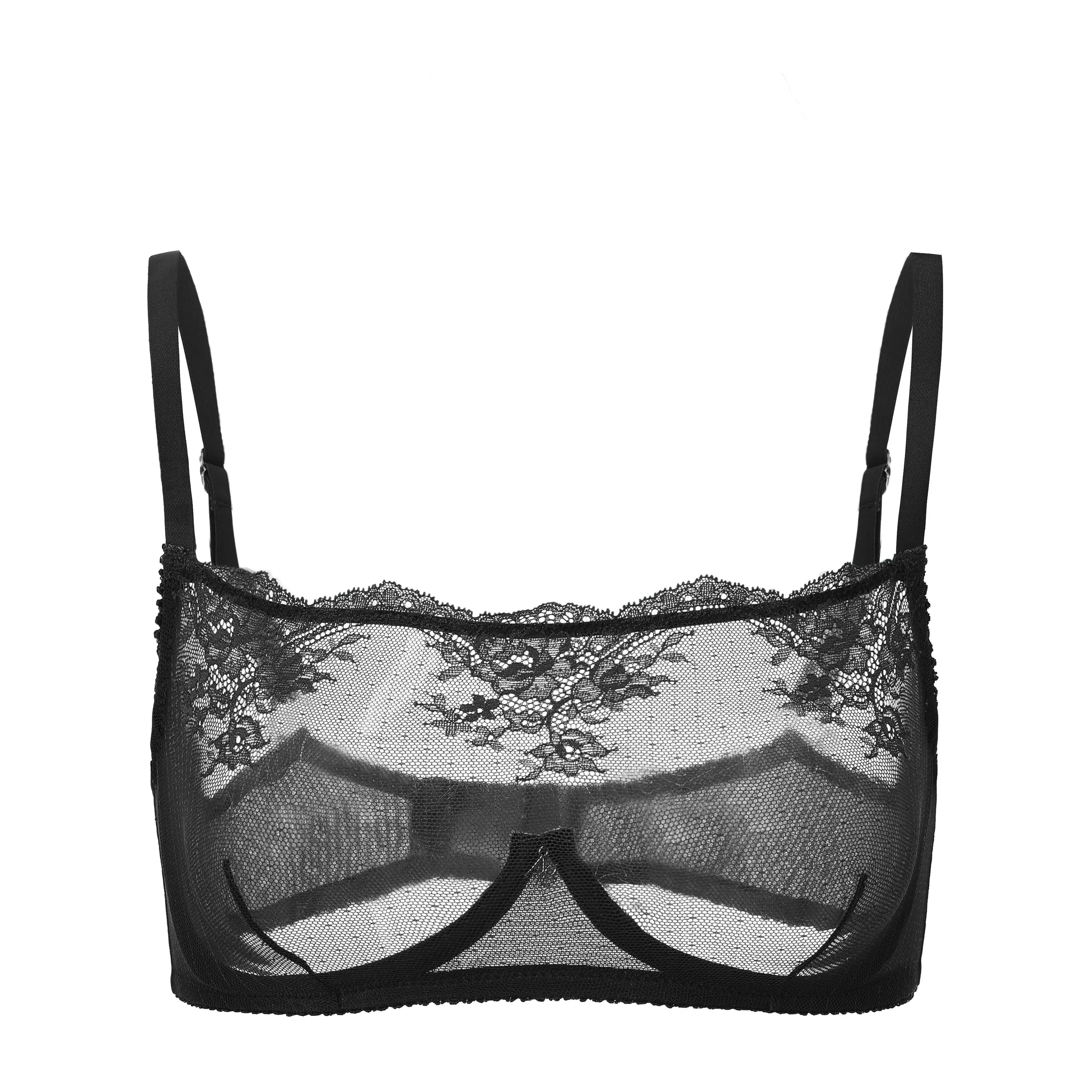 Kim High Neck Sheer Lace Underwire Bra - Be Bliss Boutique