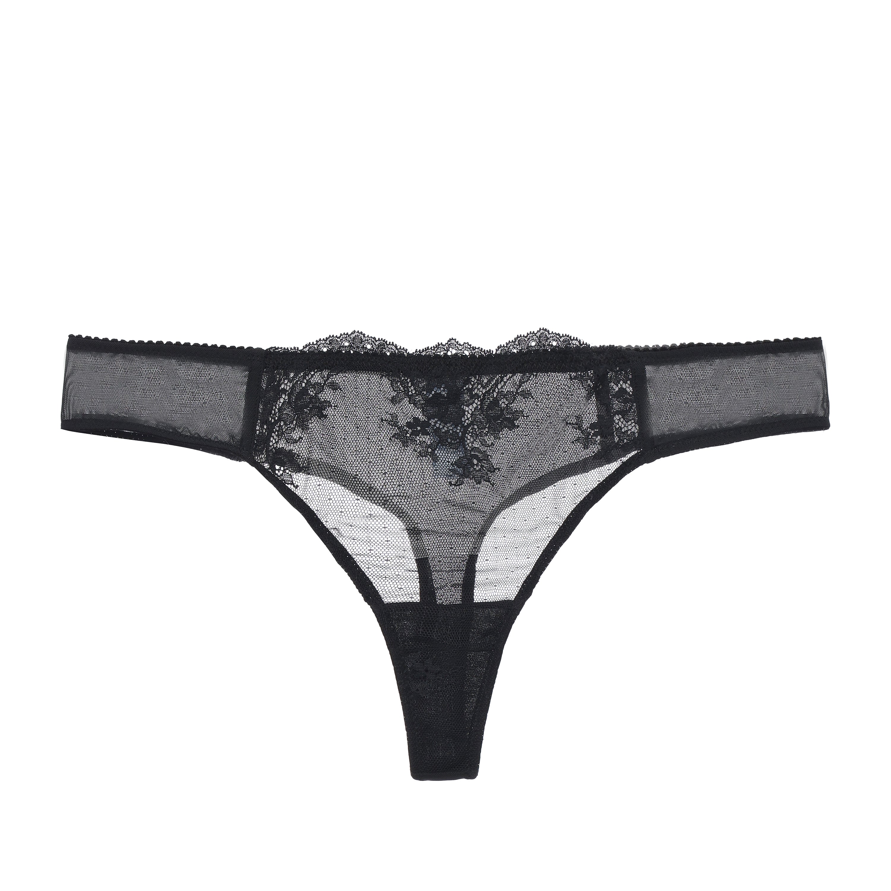 Kim Stretch Lace & Mesh Thong - Be Bliss Boutique