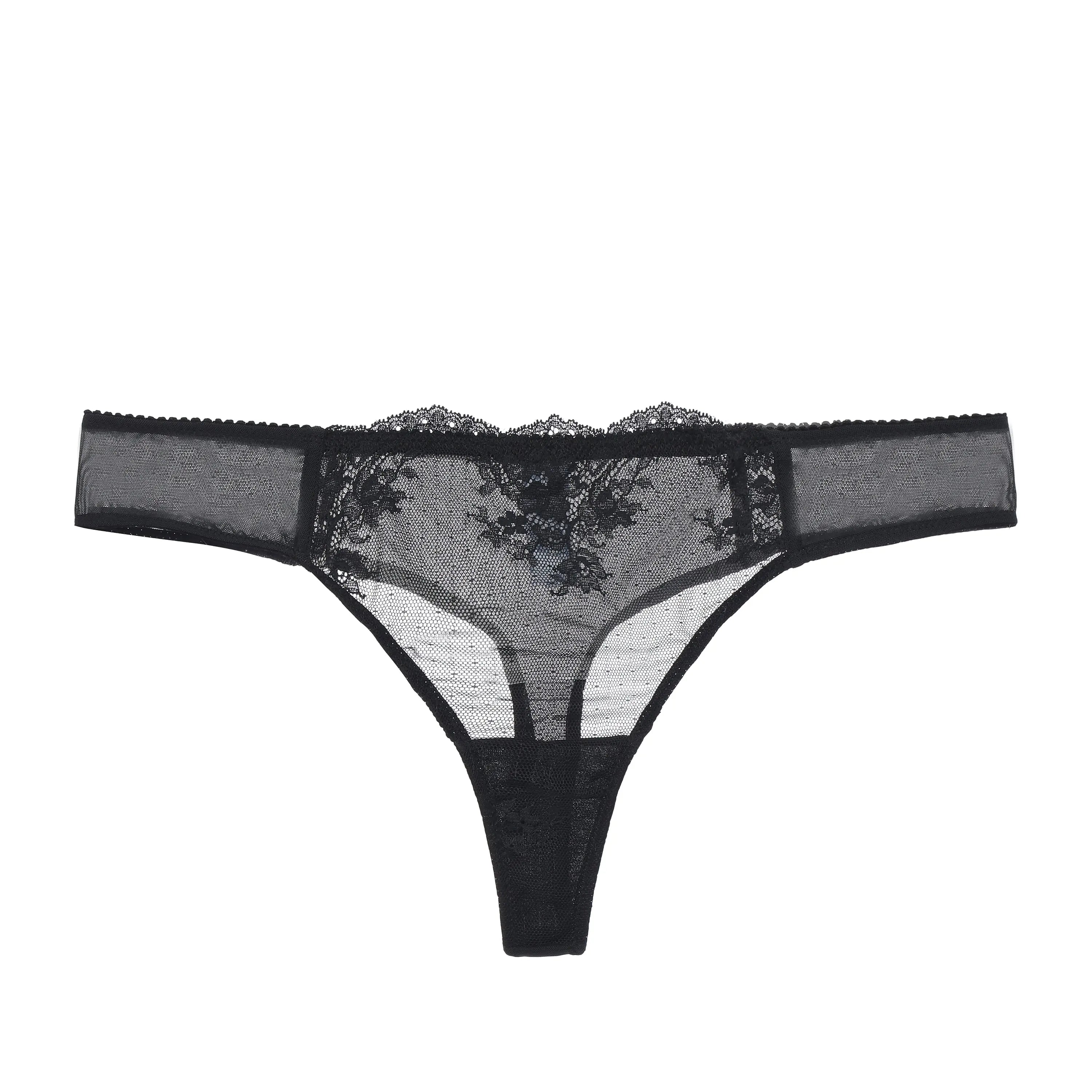 Kim Stretch Lace & Mesh Thong - Be Bliss Boutique