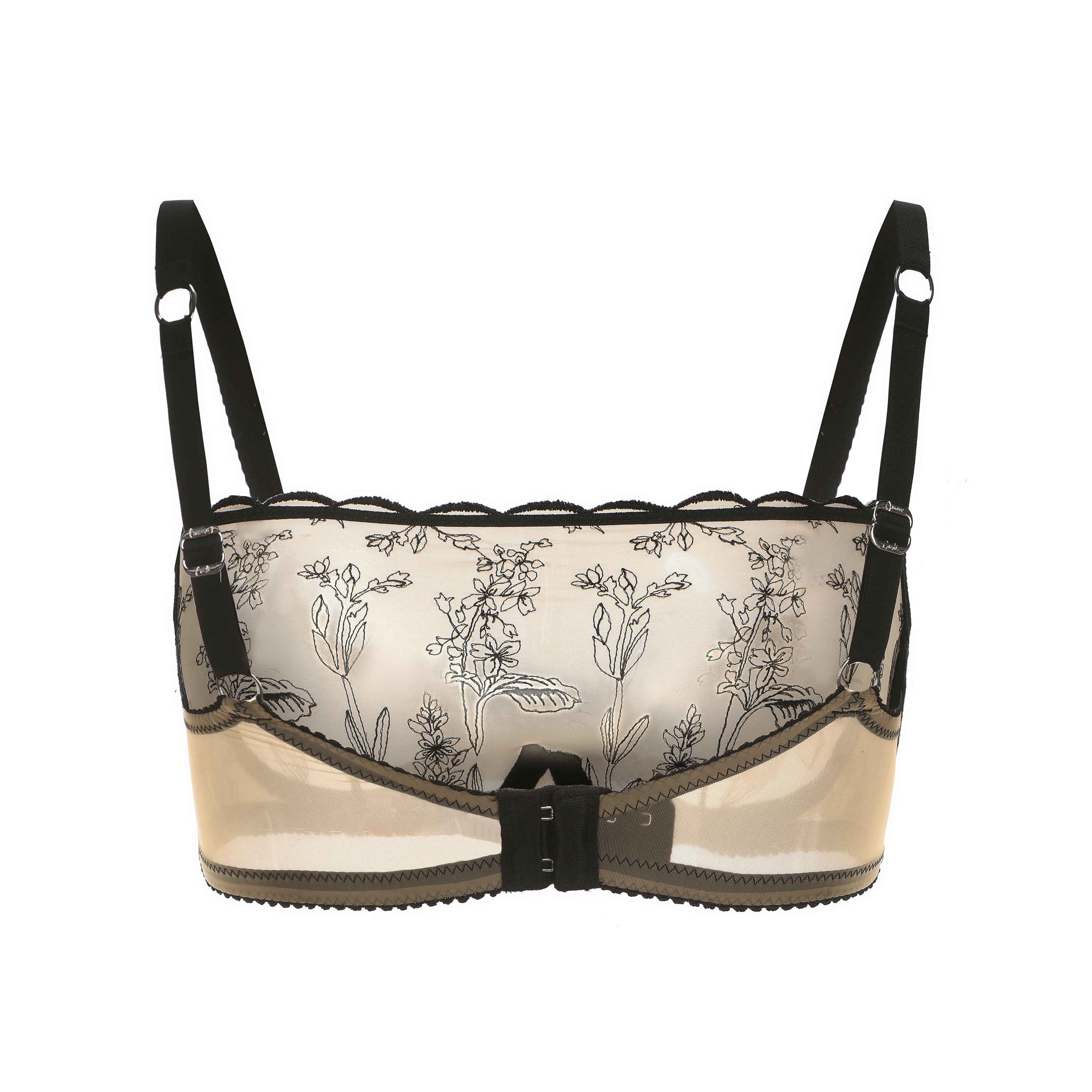 Kim High Neck Floral Embroidered Underwire Bra on Jelly Fabric - Be Bliss Boutique