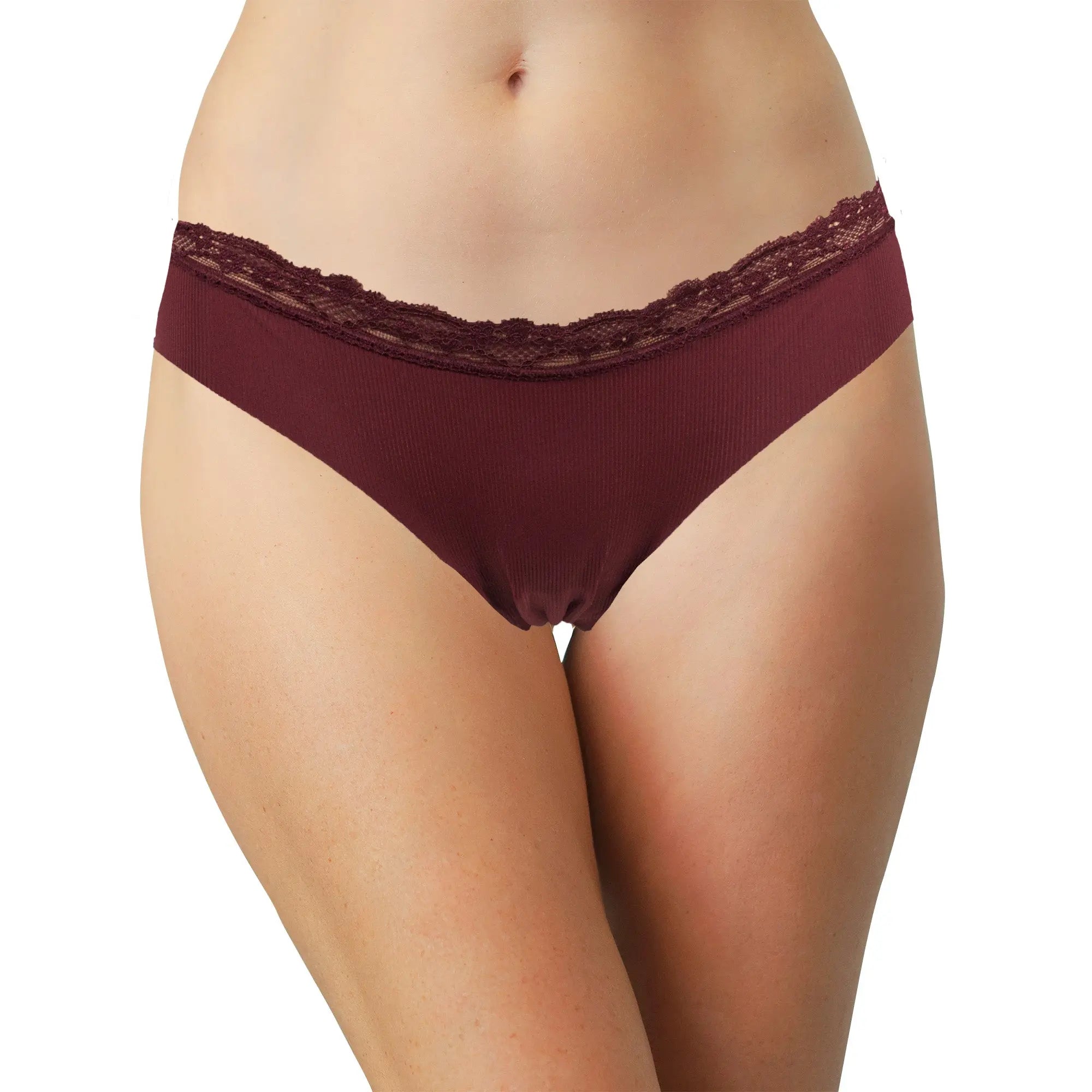 Laser Cut Rib Thong with Lace Waist, XS-2X - Be Bliss Boutique
