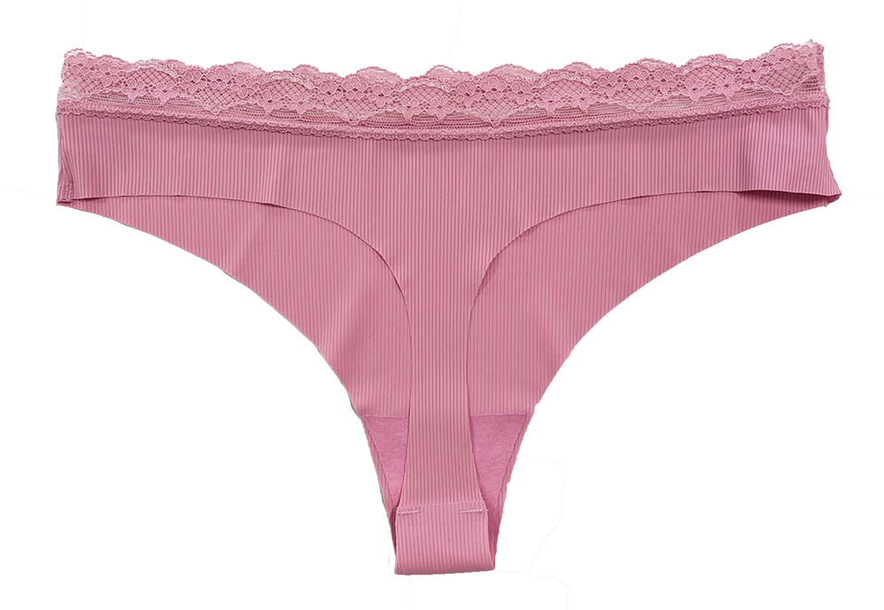 Laser Cut Rib Thong with Lace Waist, XS-2X - Be Bliss Boutique