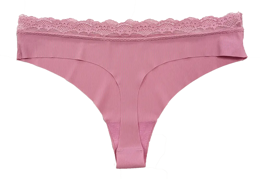 Laser Cut Rib Thong with Lace Waist, XS-2X - Be Bliss Boutique