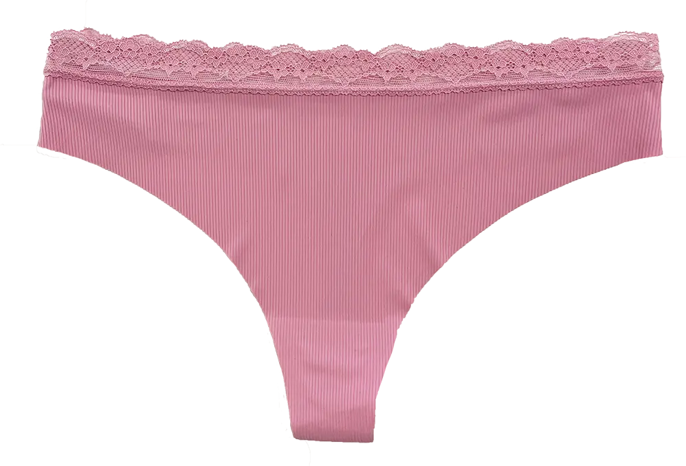 Laser Cut Rib Thong with Lace Waist, XS-2X - Be Bliss Boutique