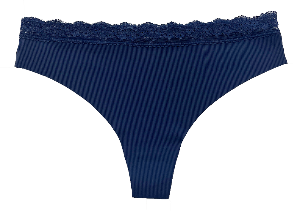 Laser Cut Rib Thong with Lace Waist, XS-2X - Be Bliss Boutique