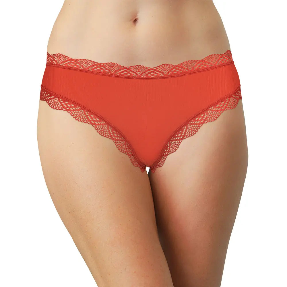 Red Rib Microfiber Thong with Lace Trim, S–XL - Be Bliss Boutique